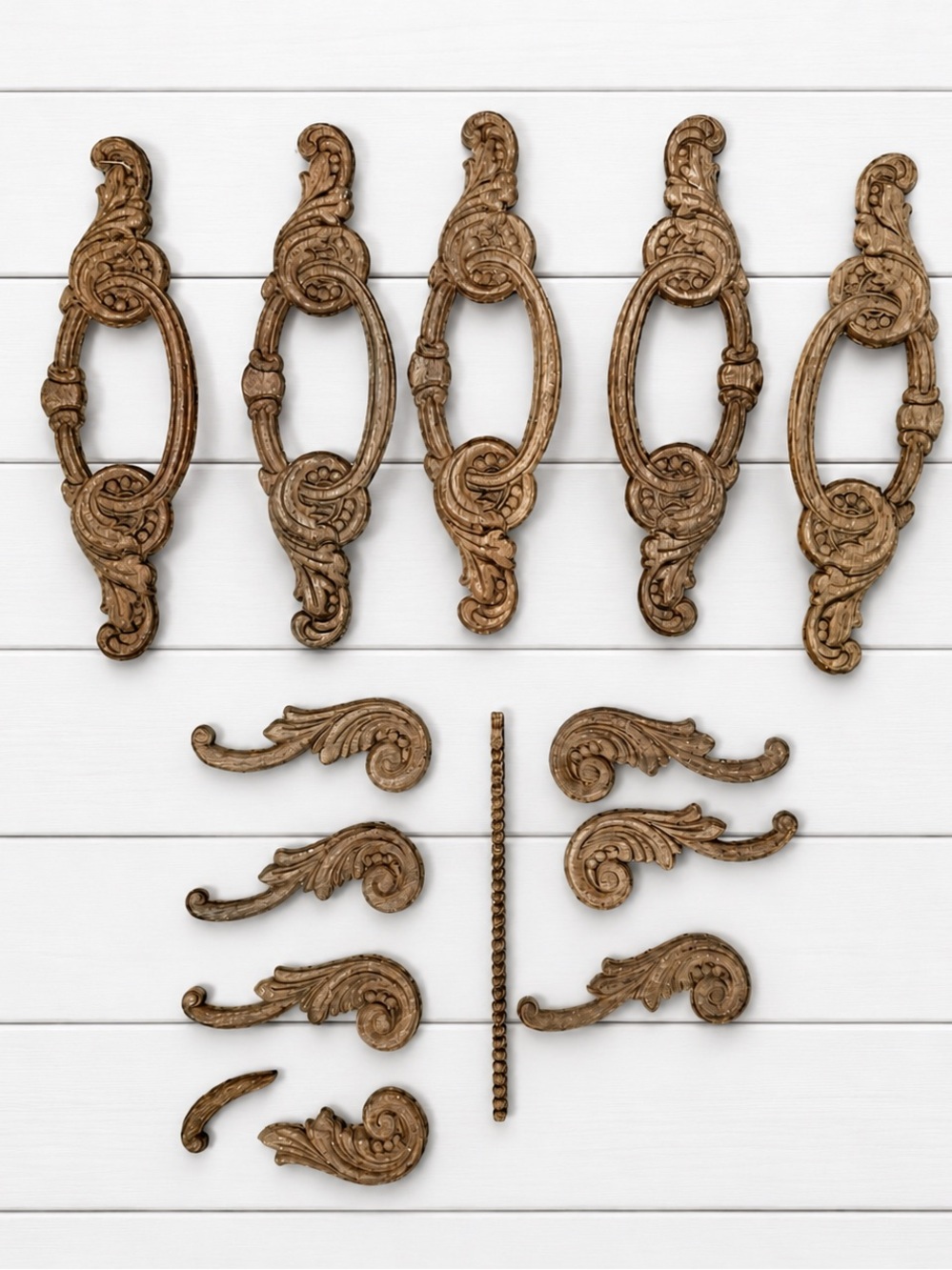 Vintage Singer Treadle Sewing Machine 12 Pieces Drawer Frame WOOD APPLIQUES